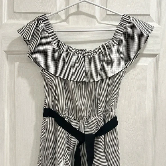 Maje Rigate Off Shoulder Striped Ruffle Dress - Picture 7 of 16